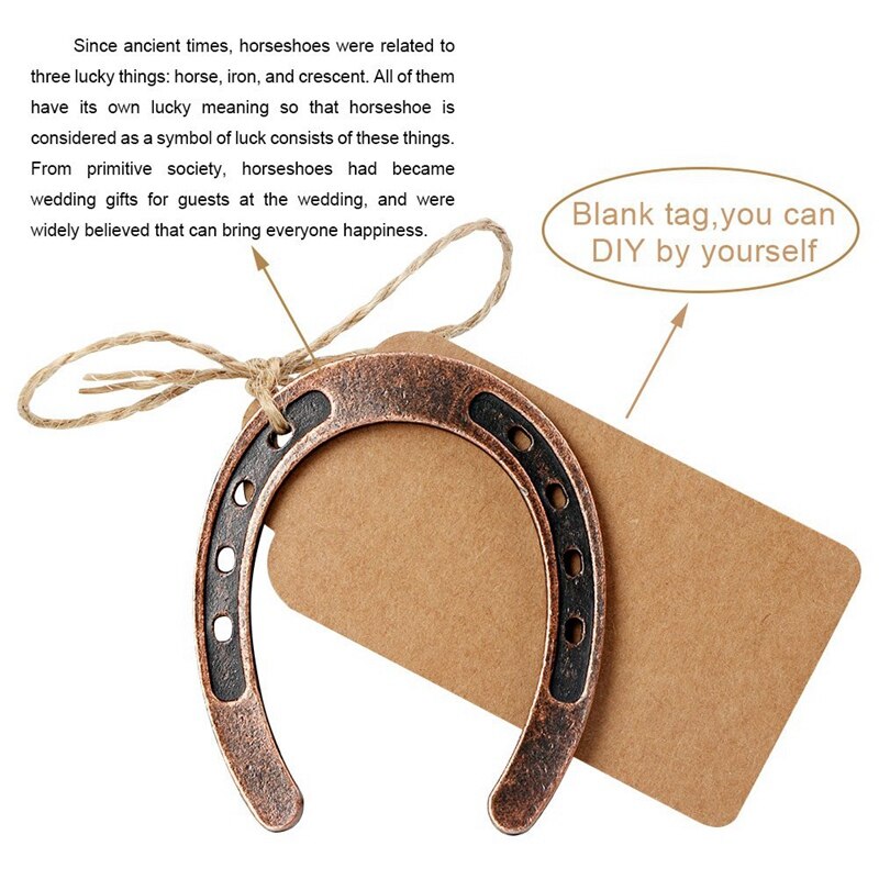 10 pçs boa sorte horseshoe favores do casamento com kraft tags rústico ferradura presentes para decorações de festa de casamento do vintage