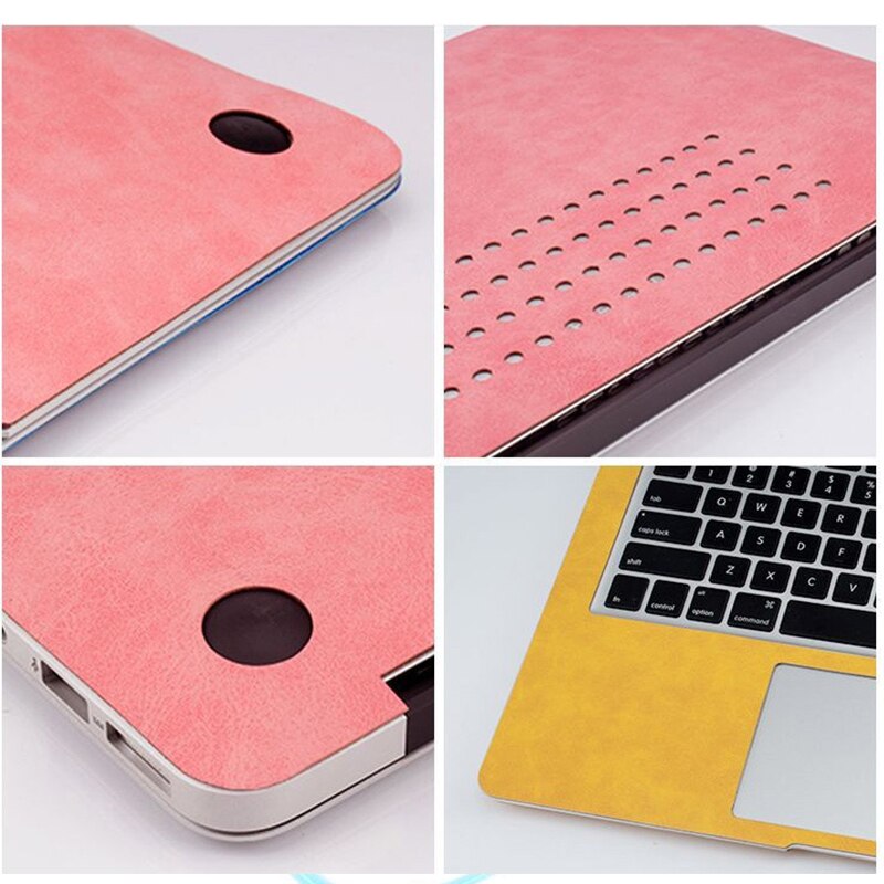 Case Cover Skin For Apple Macbook Pro 13.3 A1706 A1708 A1989 Top+Bottom PU Leather Case Film Protective Film Tablet Skin