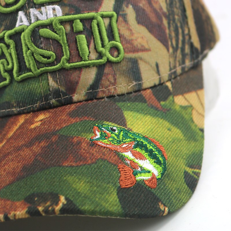 Camouflage baseball cap 3d broderi hold kæft fiske camouflage hatte unisex snapback hat rejsekasketter