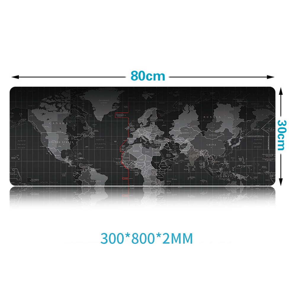 Gaming Mouse Large World Map rubber mouse pad computer game tablet mouse pad with edge locking Computer Mouse Mat: black 300x800x2MM