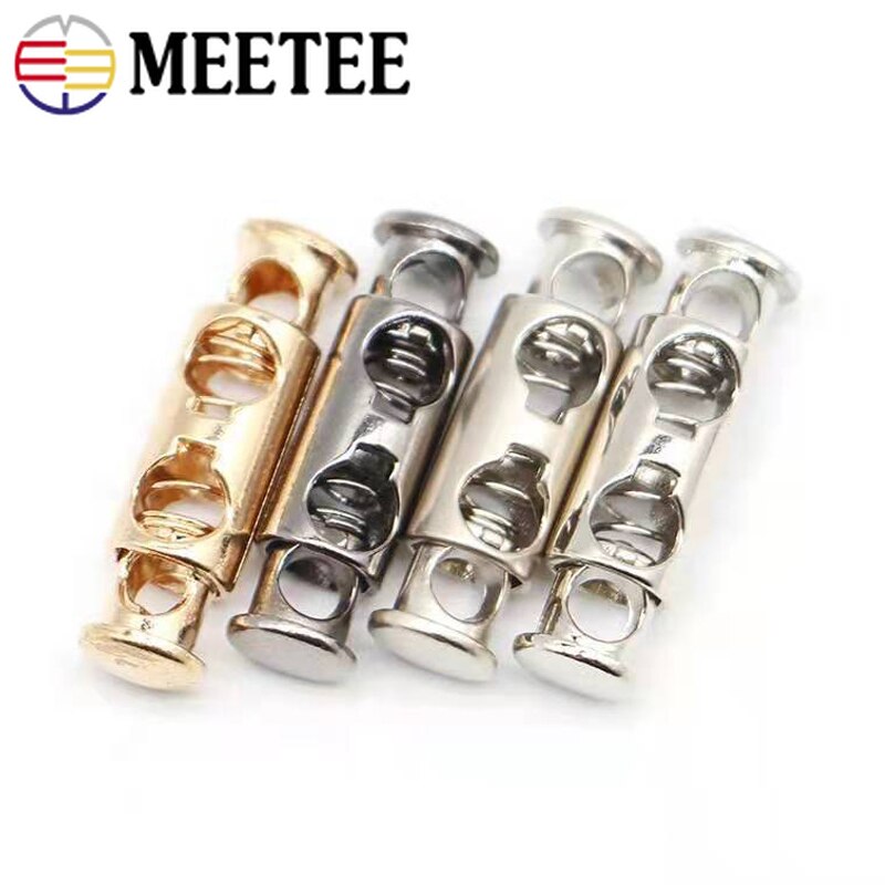 20Pcs Meetee 8mm Metal Cord Lock Stopper Double Hole Hat Clothing Lanyard Rope Stopper Button DIY Sewing Hardware Accessories