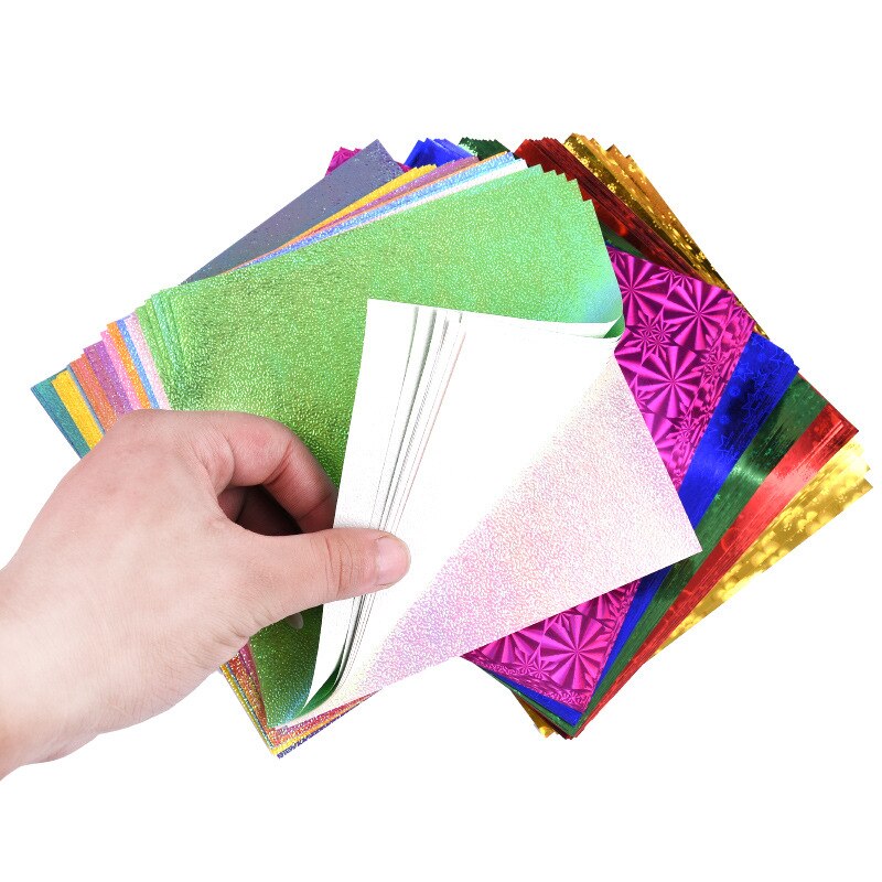 Juego de 50 unidades de papel de Origami cuadrado Multicolor, papeles de colores sólidos plegables brillantes de un lado, arte de colección de recortes adornos para manualidades DIY