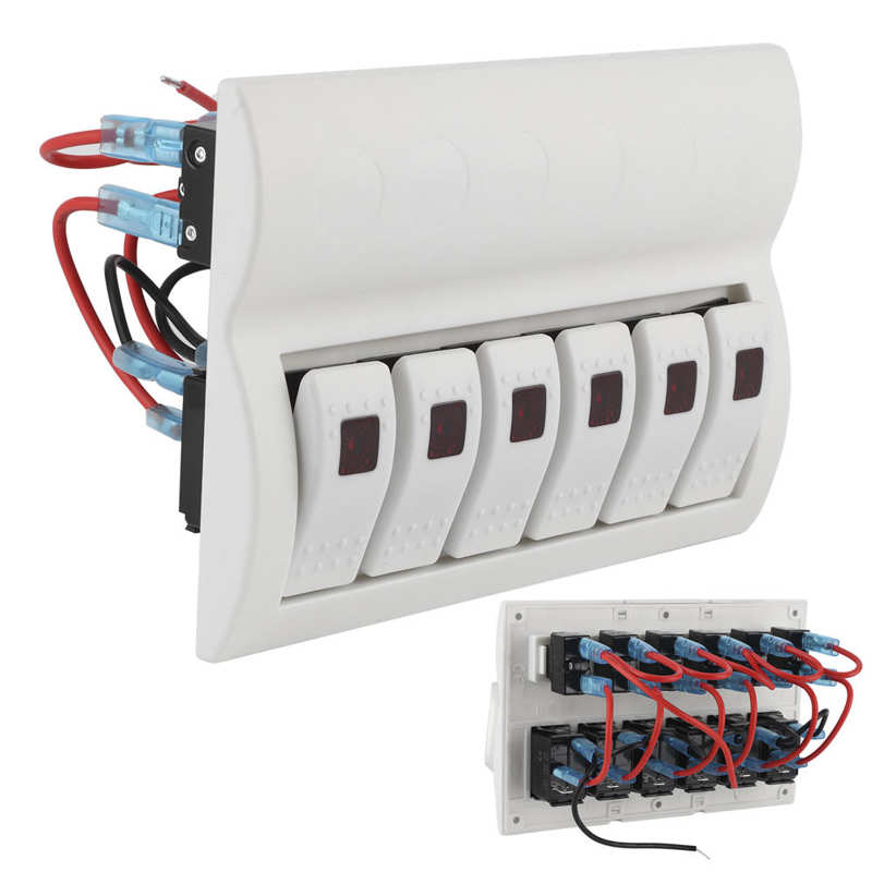 auto accessories car gauge protector 6 Gang Rocker Switch Panel Circuit Breaker with LED Indicator for Marine Boat Yacht Car