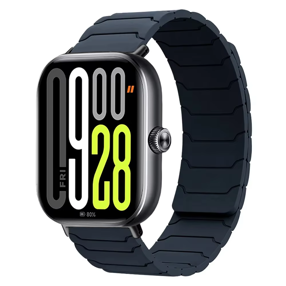 Bracelet en Silicone souple pour montre Redmi 5/4, magnétique, confortable, de remplacement, Xiaomi MiBand 9 Pro/8 Pro: XL / BLEU BLANC