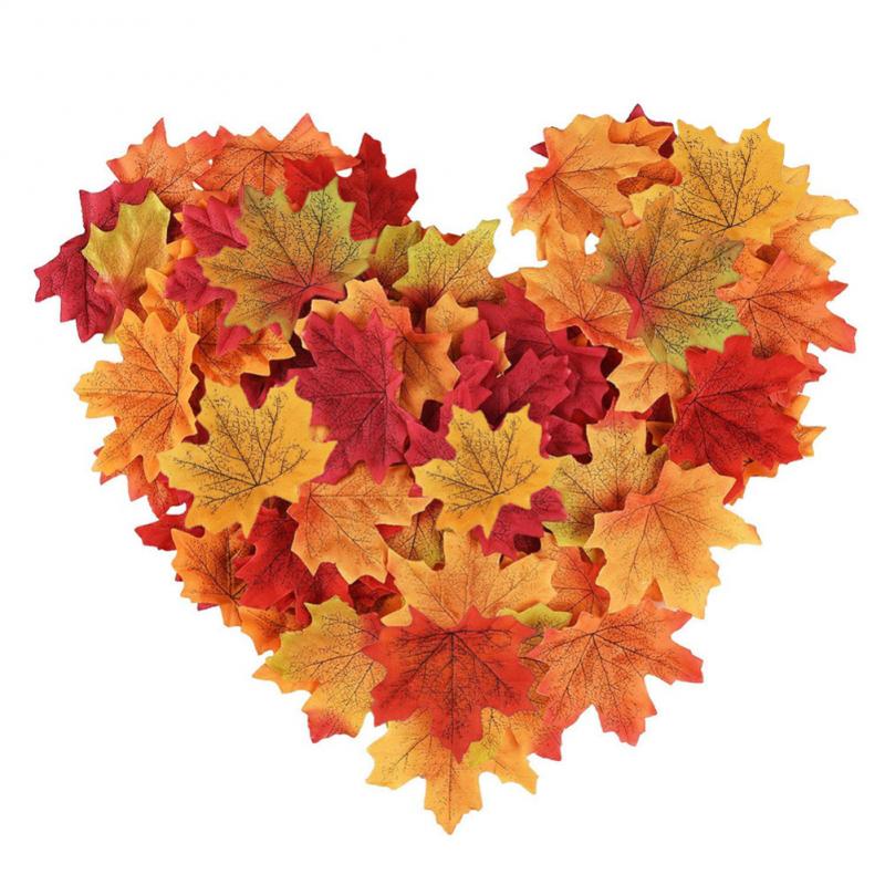 400/500/1000 Pcs Artificial Silk Maple Leaves Garland Silk Autumn Fall Leaf For Wedding Garden Decoration Orange/Green/Yellow