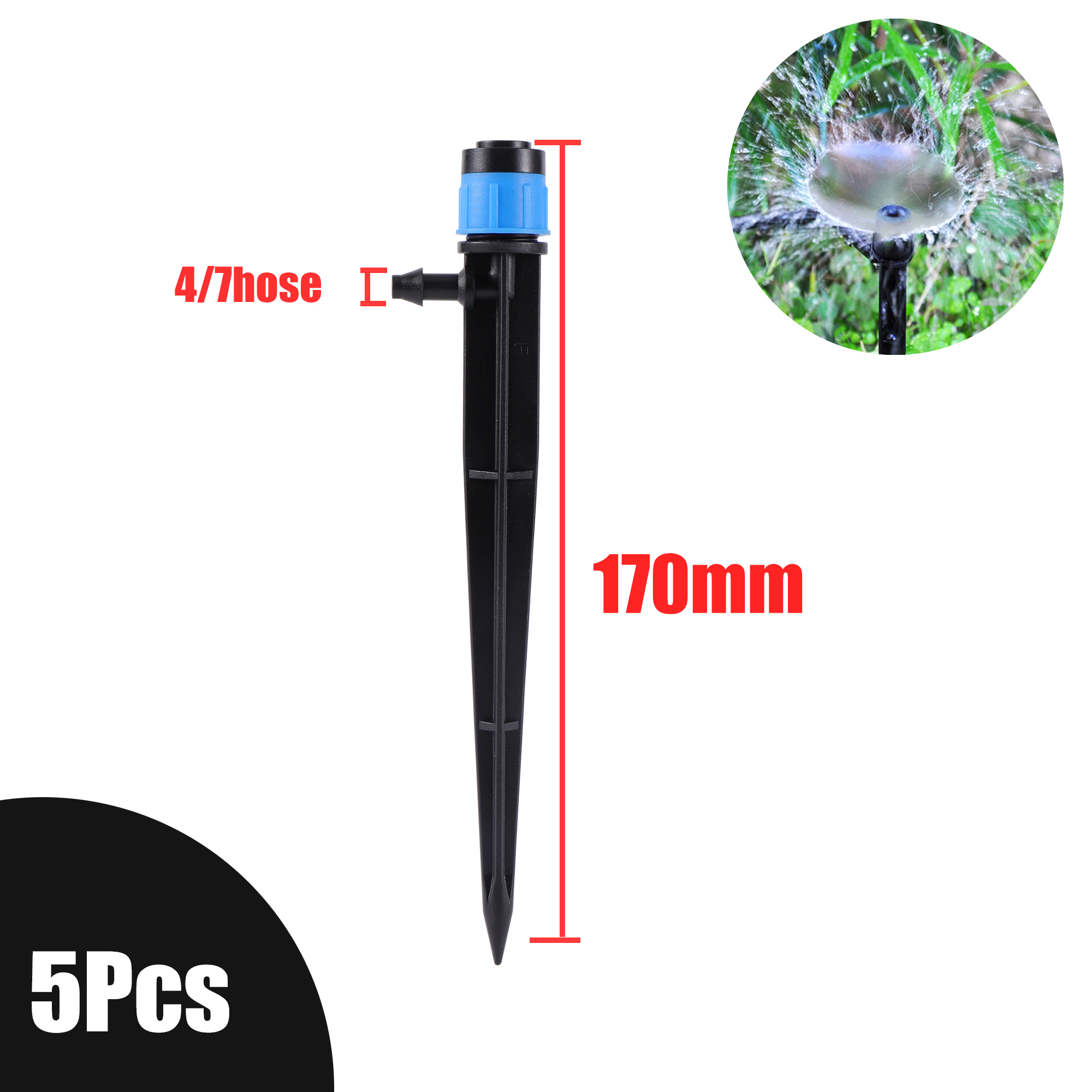 5Pcs 4/7 Garten Schlauch Bewässerung Eddy Fluss Sprinkler 13/17/19/26cm Bewässerung Tropf Einsätze boden 360 Grad Einstellbar Sprinkler