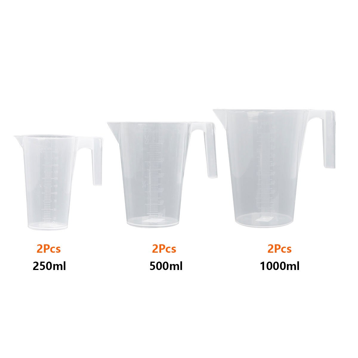 2Pc Kitchen Measuring Tools Clear Plastic Pour Measuring Cups Stackable Graduated Spout Pitcher with Handle Durable Measure Jugs