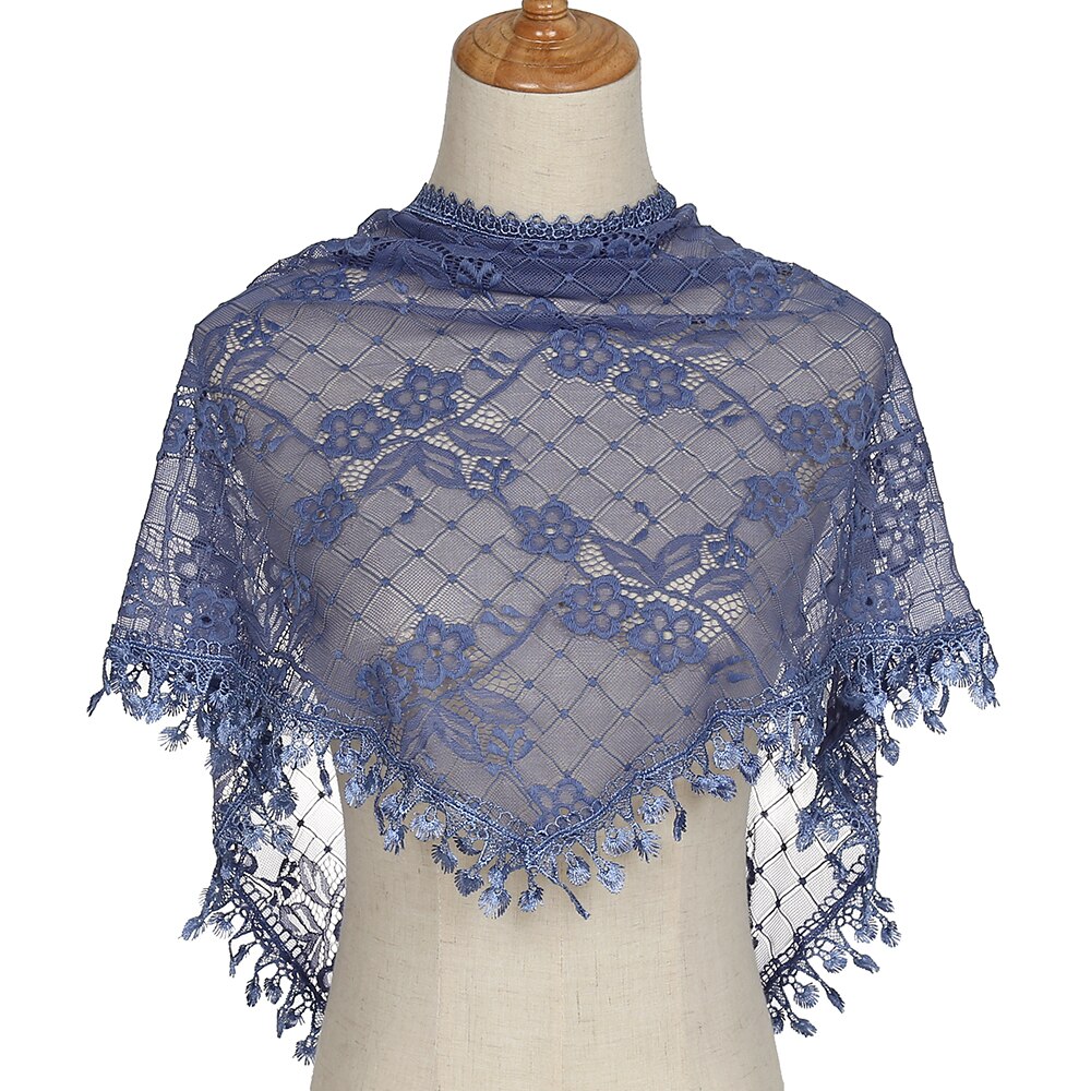 Bufanda de encaje triangular bordada para chal de iglesia Mantilla española velo católico bufanda de iglesia para mujer pañuelo negro blanco: Oro