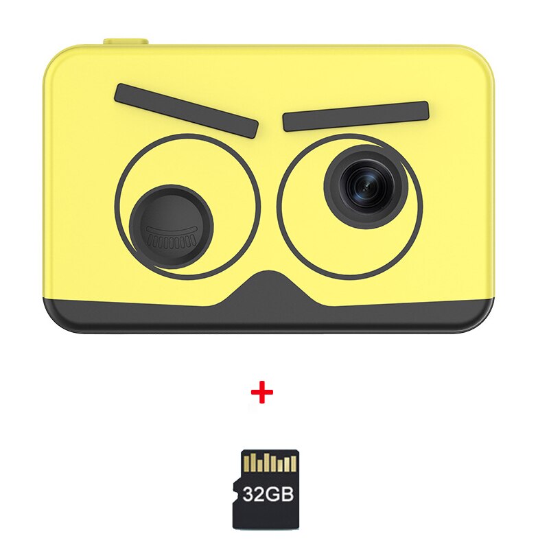 Kids Camera Leuke Cartoon Digitale Camera Voor Kinderen 1080P 20MP 2.0 Inch Scherm Foto Video Camera Voor jongens Meisjes: Yellow-32GB