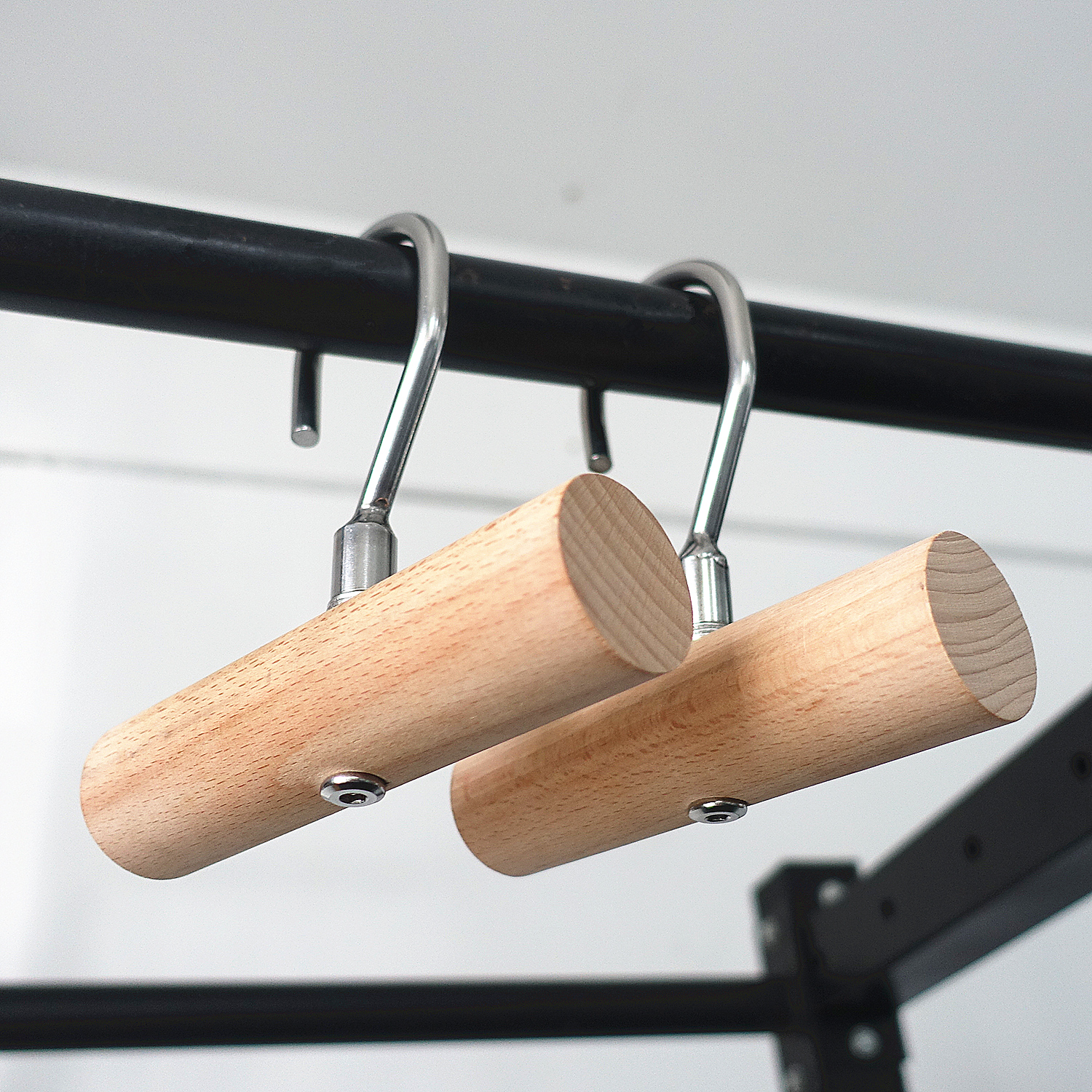 1 Pair Wooden Pull Up Bar Handles Fitness Heavy Duty Grips for Home Arm Strength Deadlift Lifting Training Workout Accessories