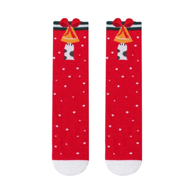 Bebê velo joelho meias meninas meninos natal sobre o joelho meias boneco de neve dos desenhos animados dot longo joelho meias antiderrapantes sola meias: R