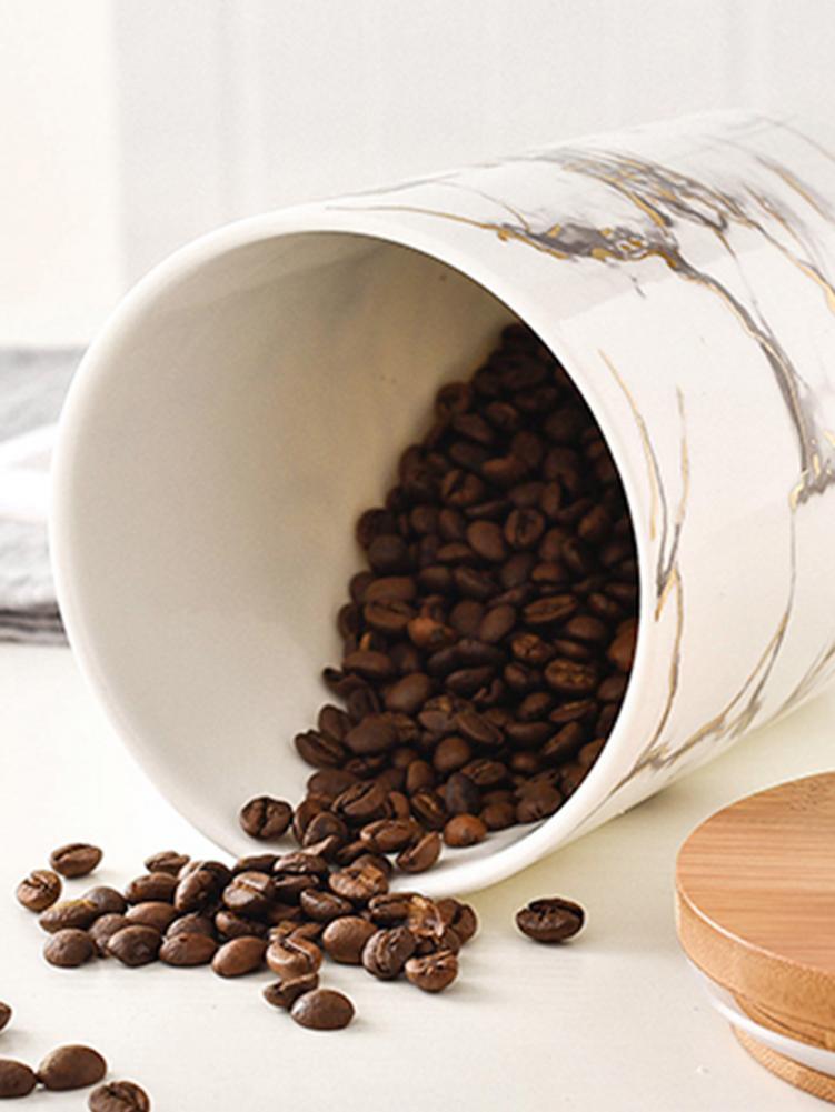 Marmor mönster keramiska förseglade förvaringsburkar med trälock salt socker kaffe te kök mat lagring tank behållare