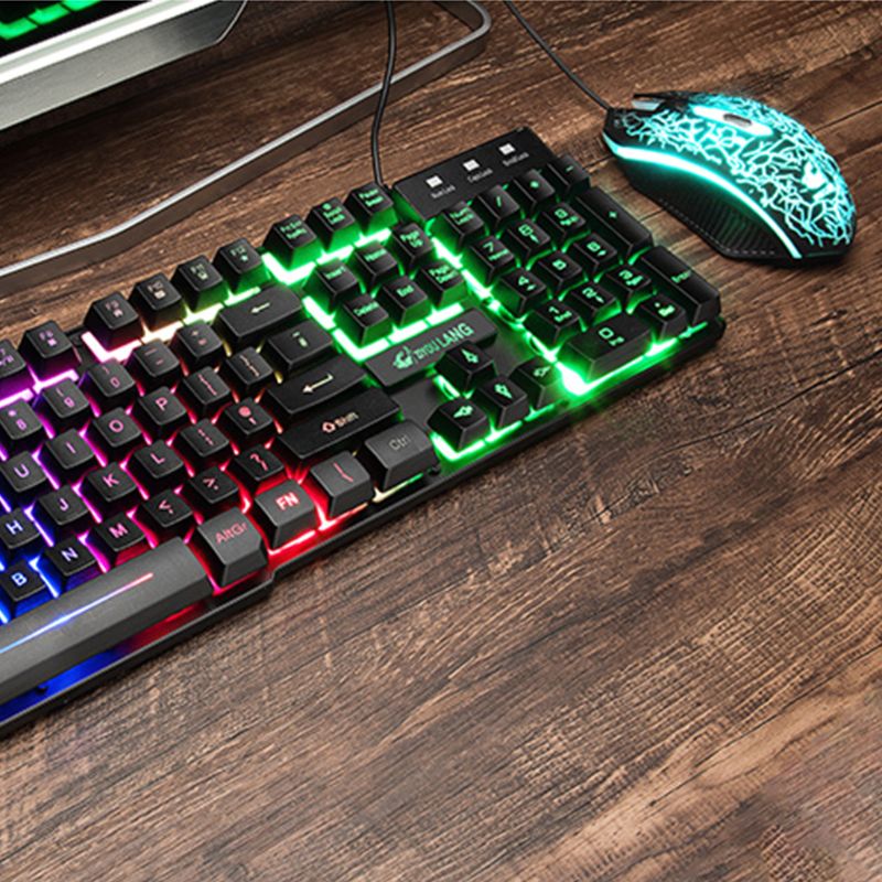 English Version Button Mechanical Keypad Mouse Set Rainbow Backlight Key Keyboard for PC Laptop Desktop Gaming Kit