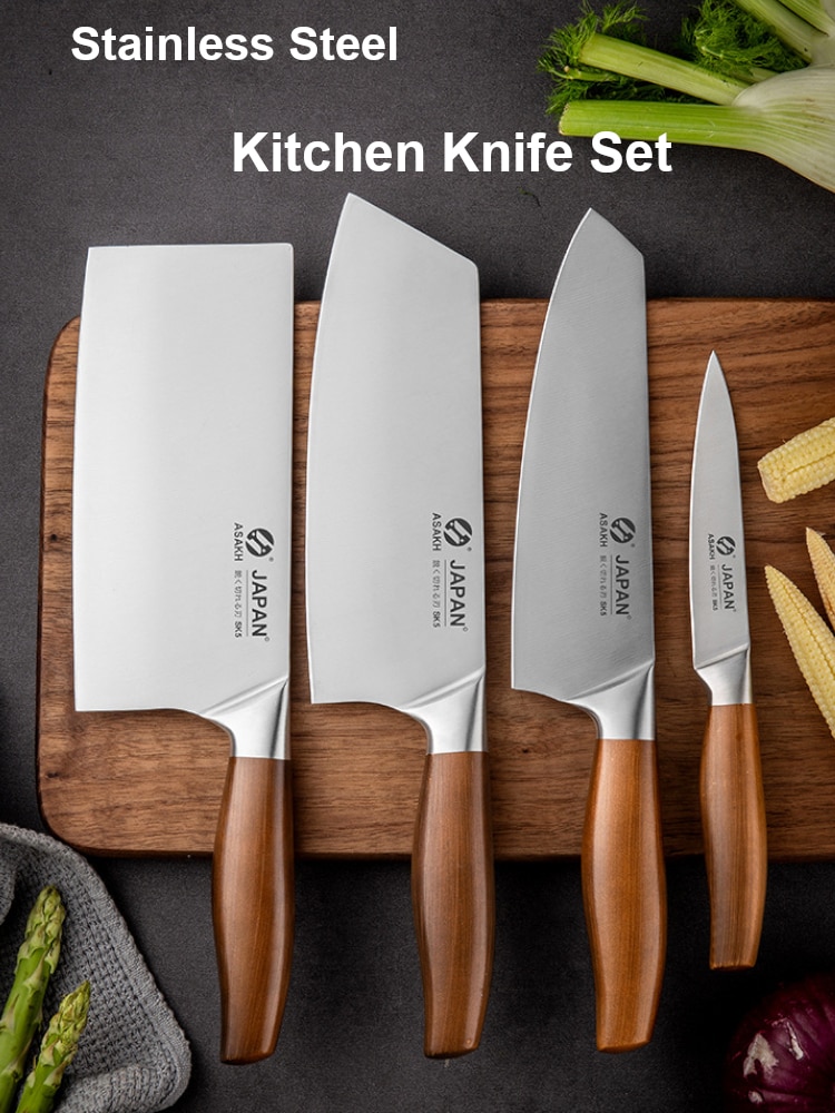 Stainless Steel Kitchen Knives Set Meat Chopping Cleaver Fish Vegetables Slicing Butcher Knife Japanese Chef Knife With Gift Box