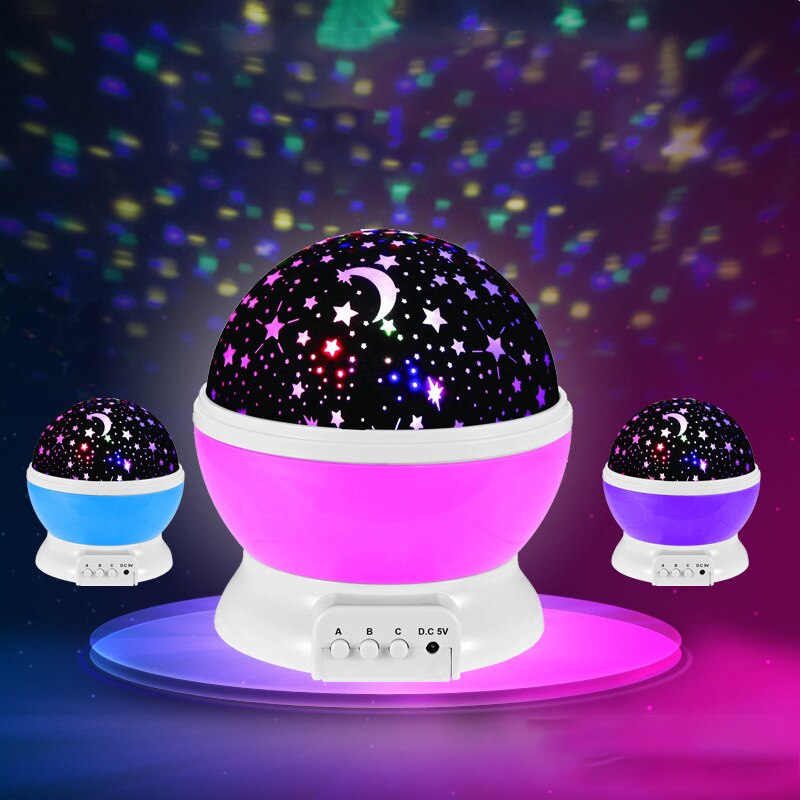 Star Sky Projector Led Galaxy Nachtlampje Sterrenhemel Verlichting Roterende Ster Maan Nacht Lamp Batterij Decoratie Voor Thuis Baby