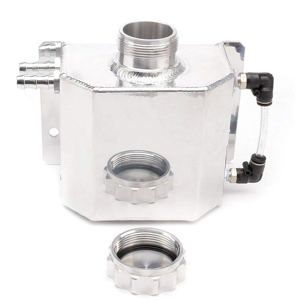 1000ml Black Powder Coated / Chrome Polished Radiator Coolant Overflow Recovery Water Bottle Tank