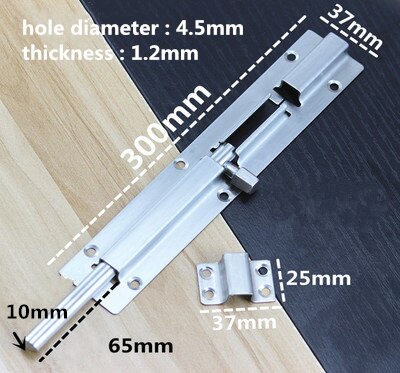 stainless steel Sliding bolt door lockSafety Lock for wooden doors protection gate latch furniture accessories: 12 inches
