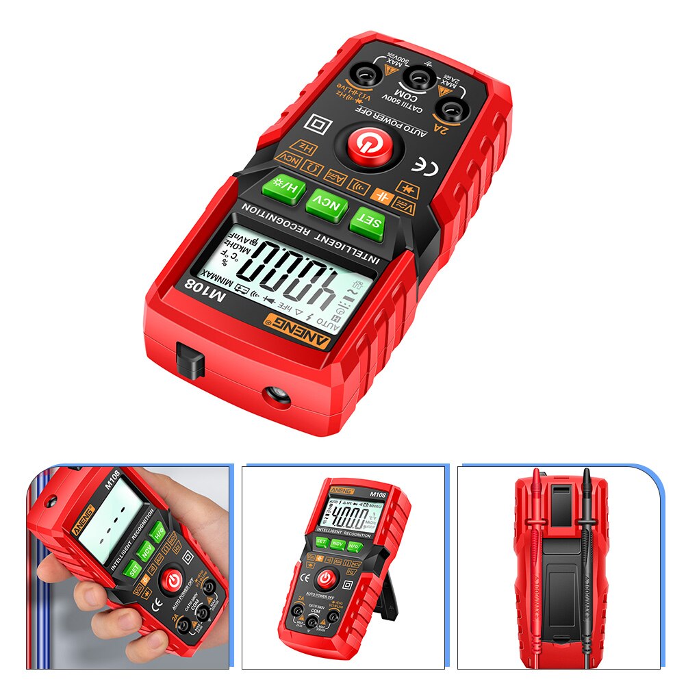 Digital Multimeter Smart Multimeter Auto-ranging Intelligent Recognition Tester: Red