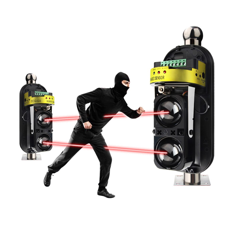 GSM Alarm Use 1m~150m Wall Gate Window Photoelectric Infrared Double Beam Detector Perimeter Protection 2 Beams Infrared Sensor