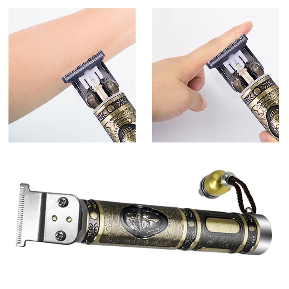 Hair Outliner Grooming Trimmer Small Silver Tube Small Copper Tube Hair Salon Battery Carving Electric Clipper: Wide head