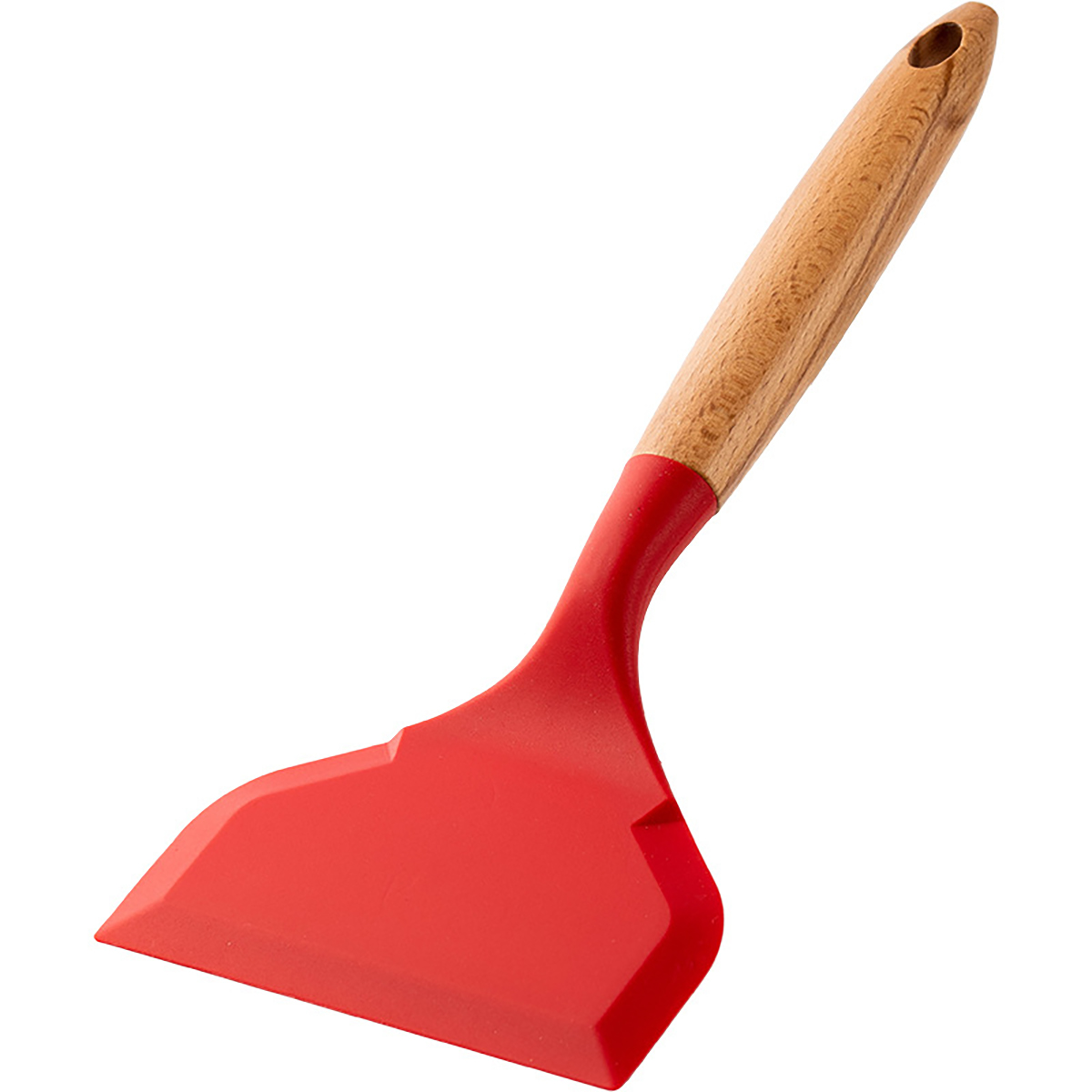 Espátula de silicona con mango de madera, espátula antiadherente de boca ancha para freír, termoestabilidad, herramienta de cocina, 1 ud.: plum