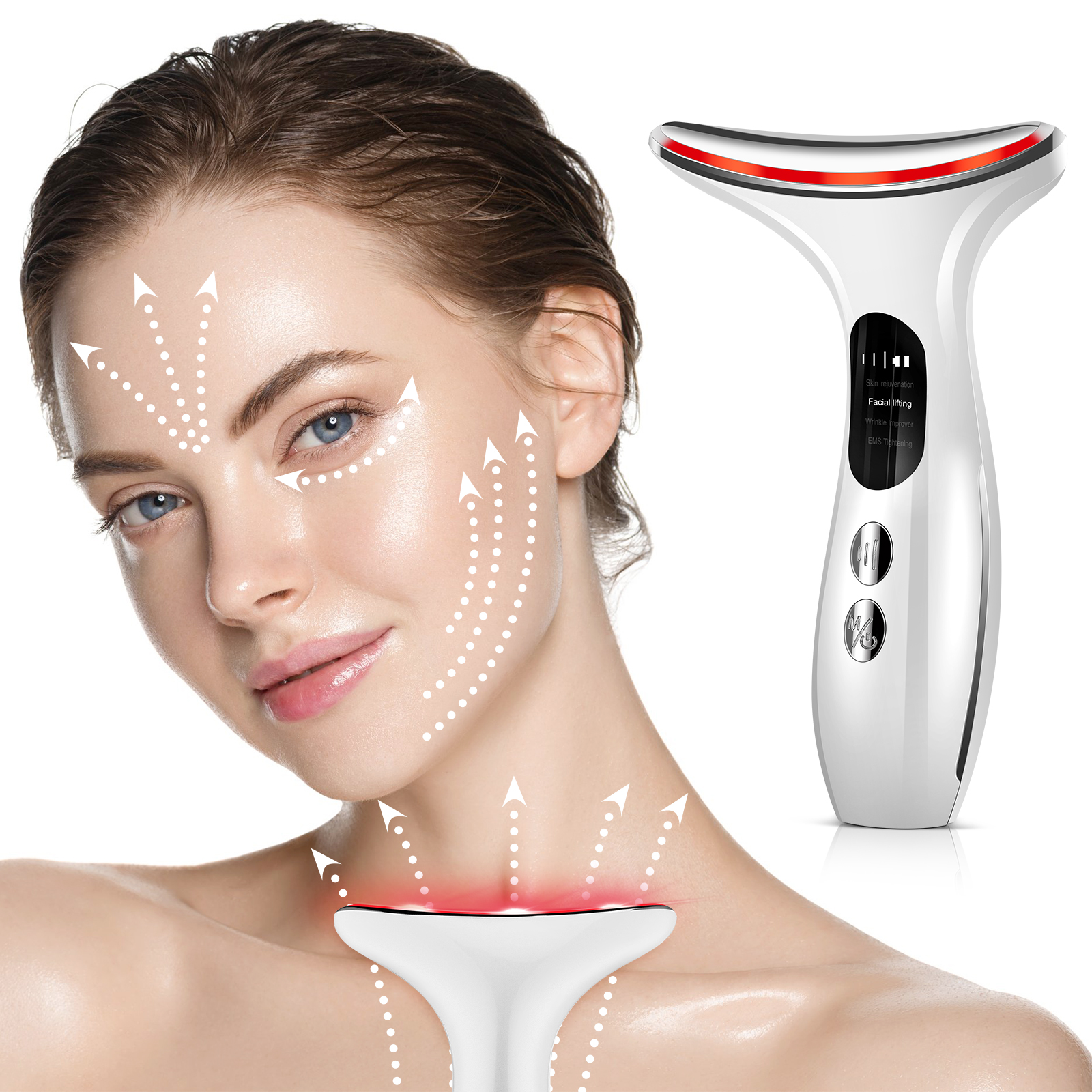 EMS Face Neck Lift Schoonheidsapparaat Gezichtsmassager LED Dubbele Kin Remover Huidverjonging Aanscherping Anti Rimpel