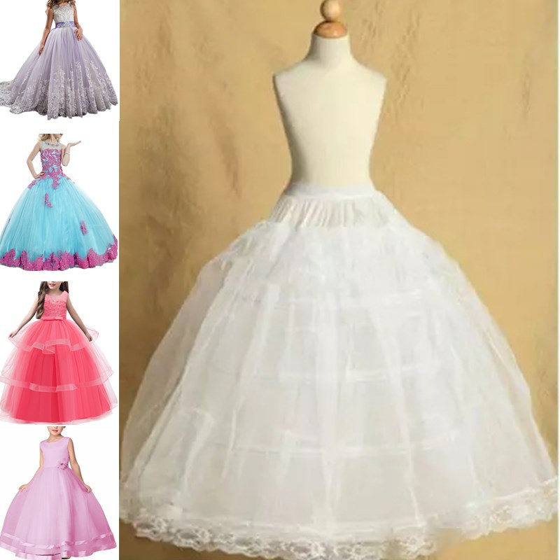 1-18 anni sottoveste bambino bianco per ragazze bambini crinolina sottogonna fiore ragazza Tulle abito da ballo gonna gonfia jon-3 cerchio 7 dimensioni