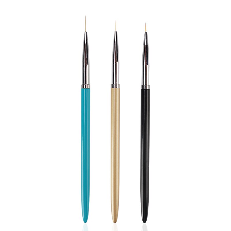 Stylo à ongles en métal, 3 pièces/lot, stylo à dessin, Gel, grille, lignes, rayures, peinture, manucure, vernis à ongles: L30