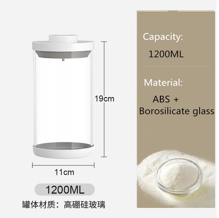 Plastic Sealed Canister Portable Large-capacity Milk Powder Cans Storage Jar Food Moisture-proof Storage Box Kitchen Container: 1200ML Glass