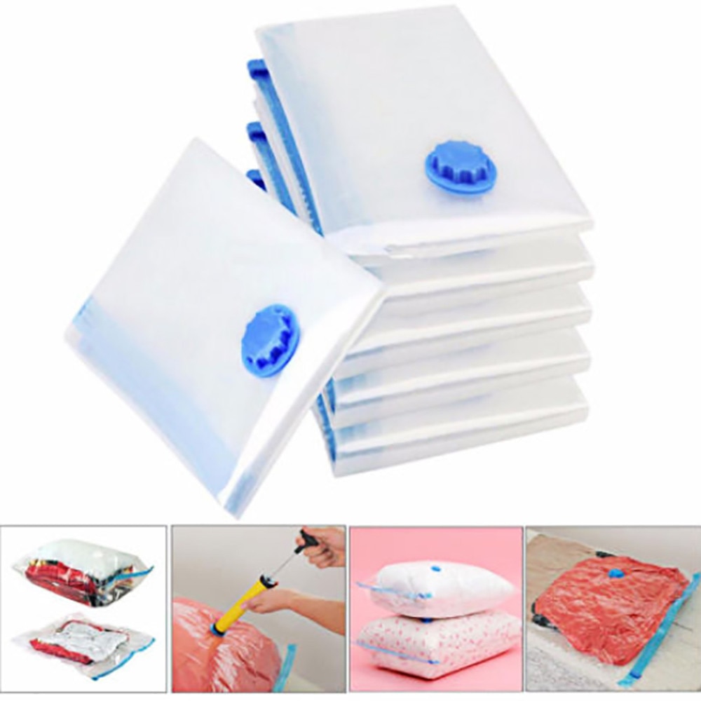 T# Home Vacuum Bag For Clothes Quilt Transparent Storage Bag Foldable Compressed Organizer Space Saving Seal Bags Organization