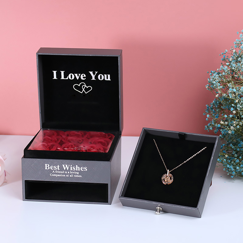 Te amo para siempre colgante collar con caja de rosa para novia madre cumpleaños romántico 2024 Nueva joyería de