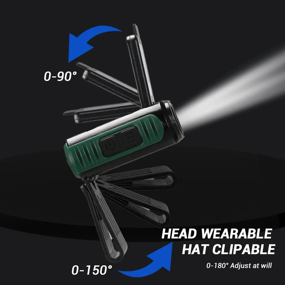 Induktions-LED-Scheinwerfer, Mini-Kappen-Clip-Licht, integrierter 1200 mAh Akku, wiederaufladbare USB-Kopf-Taschenlampe für Camping, Angeln, Laterne
