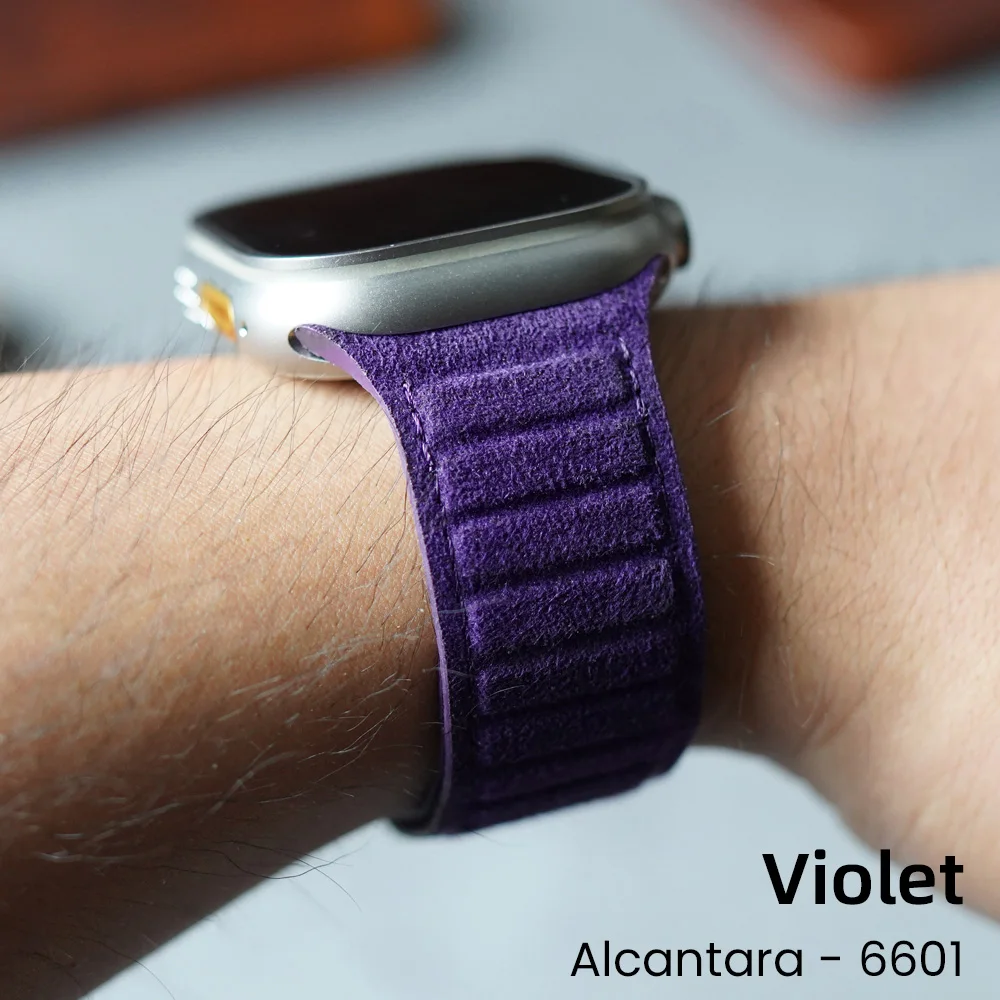 Correa magnética ALCANTARA para Apple Watch Ultra 2 Band 49mm 46mm 45mm 44mm accesorios de cuero de ante para iWatch 10 9 8 7 6 5 SE: XS / Rose Gold