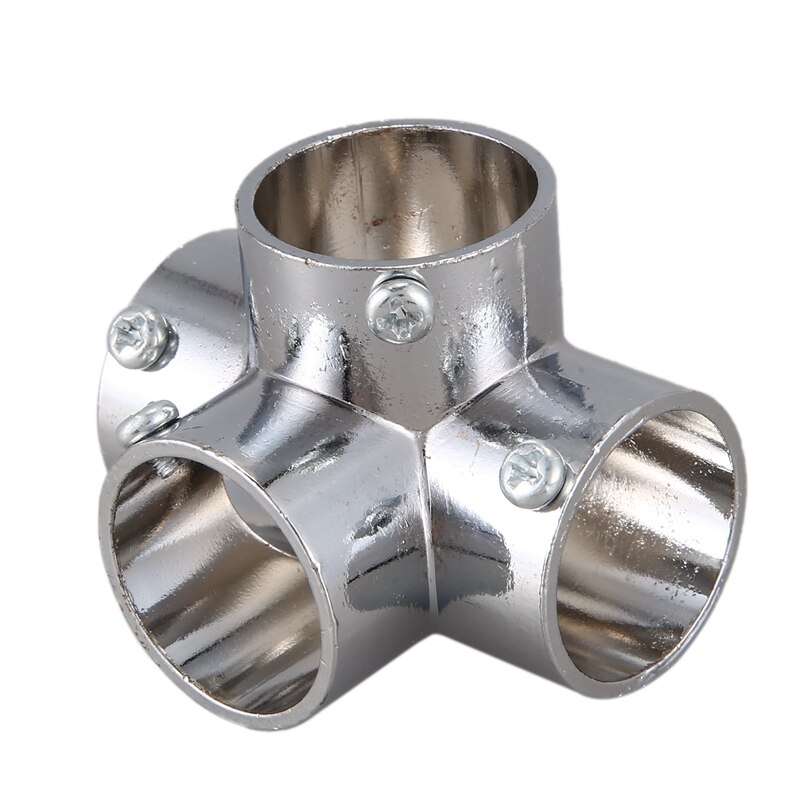 2PCS Stainless Steel Pipe Connector Zinc Alloy Bent Four-Way 25mm Round Pipe Shelf Joint