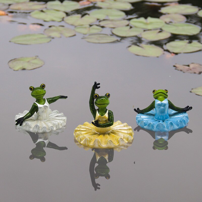 Statue de radeau flottant en résine de bambou, Statue de grenouille, Sculpture de canard, décoration d&#39;étang de jardin, maison, ornement de bureau