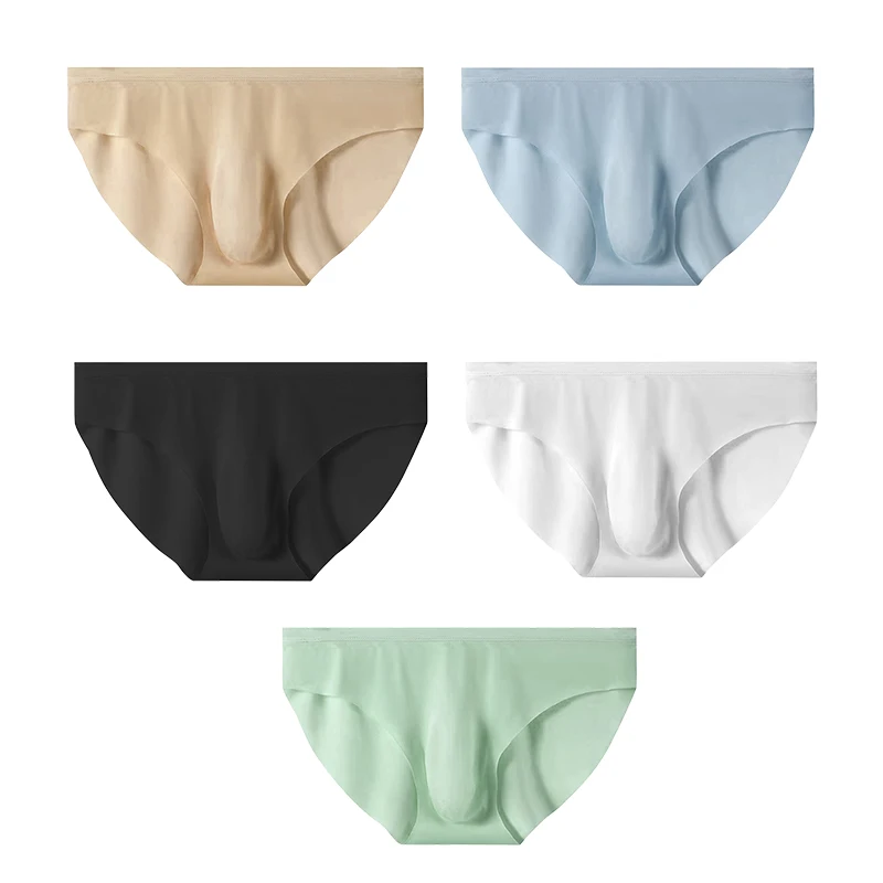 5 paren/partij heren ultradunne slipje ijszijde slips zomer transparant naadloos sexy sneldrogend ademend ondergoed slips: XXL / Beige