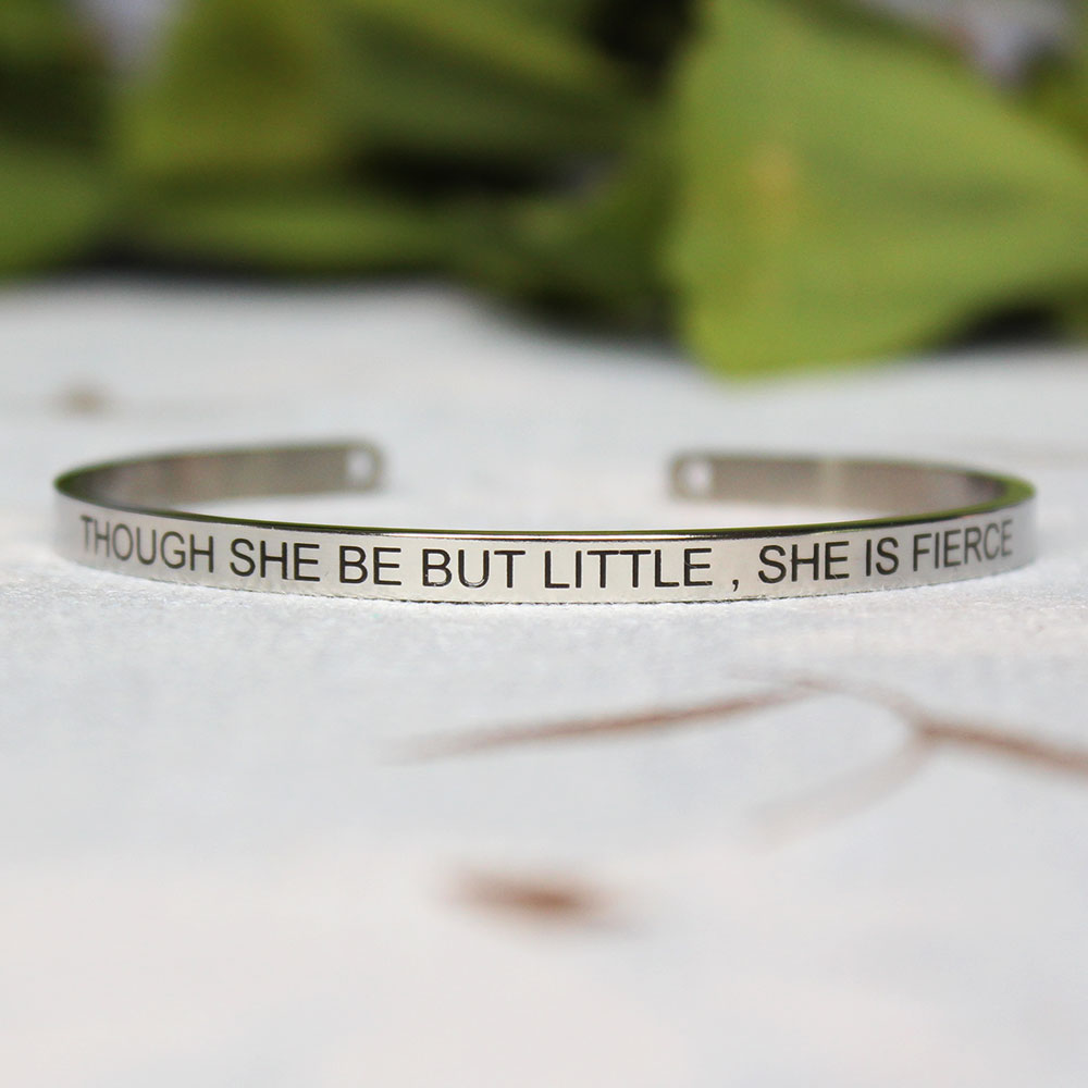 4mm Quotes Mantra Bracelets 316L Stainless Steel Open Cuff Bangle Female Inspirational Jewelry Bracelets SL-149