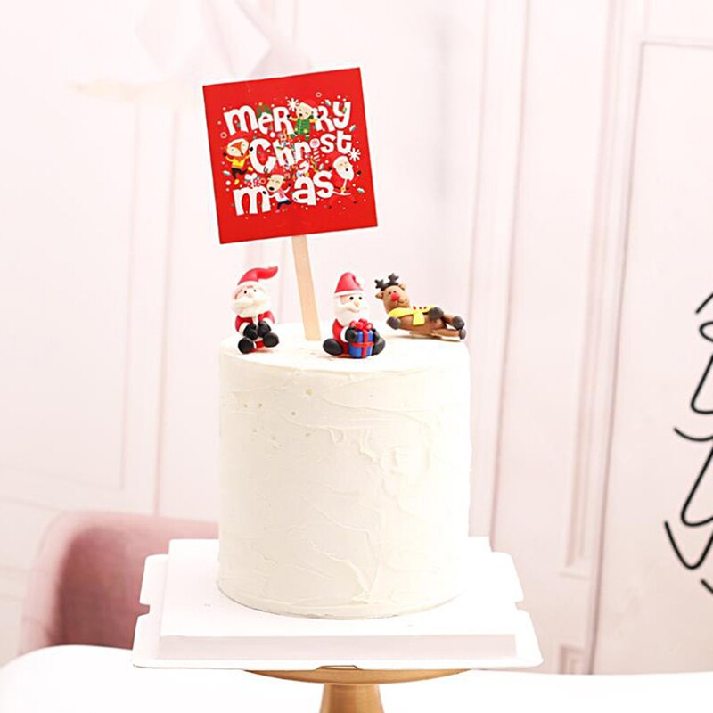 1Set Merry Christmas Letter Cake Topper Santa Claus Snowman Cake Decoration Home