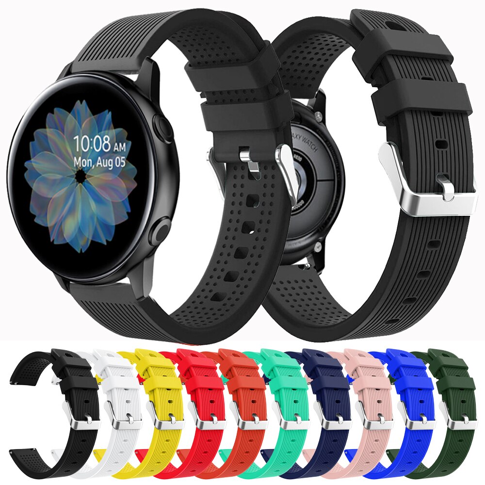 Vervangende siliconen horlogeband voor de active 2 , samsung galaxy watch active 2 , gear 40mm 44mm 42mm , gear  s2 sport 20mm horlogeband.