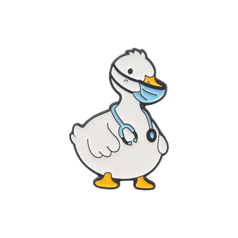 Alfileres esmaltados de pato para perro y Doctor, broches de animales, gatos y enfermeras, insignias de solapa de dibujos animados, ropa, mochila, de joyería para amigos: Color dorado
