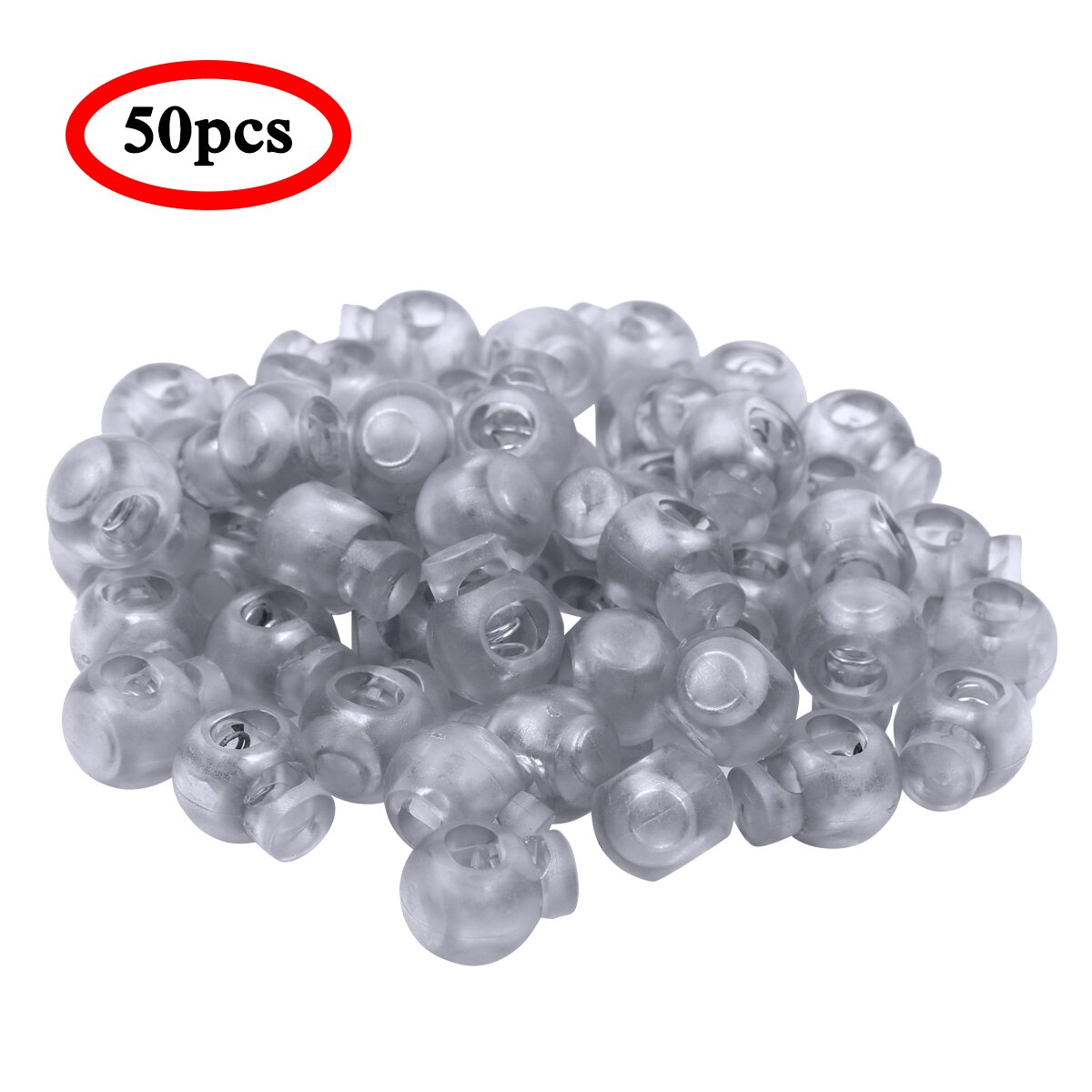 50 st /100 st sladdlås plast bygel rep klämpropp ändar rund kulform bagage snodd propp glidande fästelement: Grå