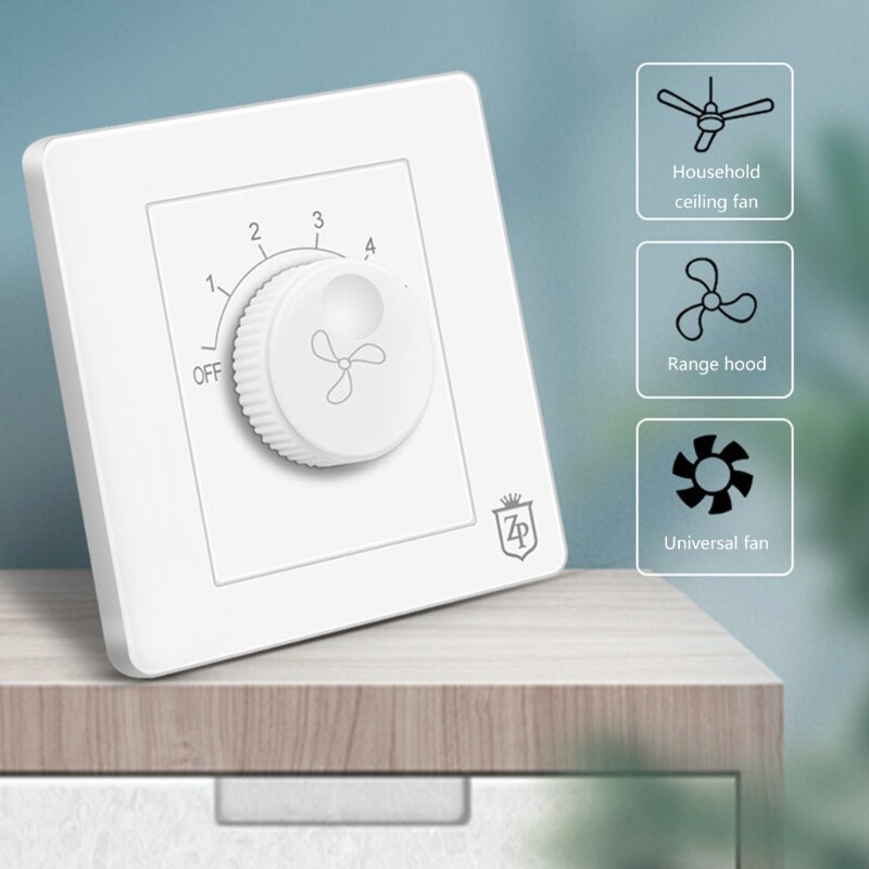 Universal Concealed Ceiling Fan Speed Controller Fan Speed Control Switch Five-speed Electric Fan Switch Square L69D