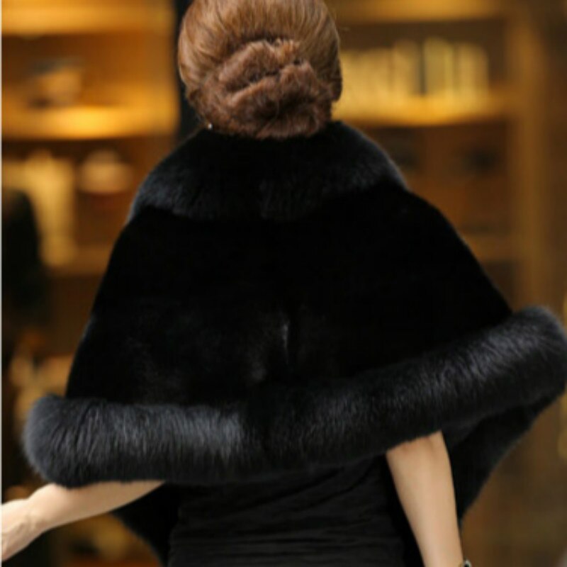 2019 kobiet zima dorywczo okazje zawinąć ślubny zawinąć kurtki zimowe ciepłe futro płaszcz ślubny: czarny