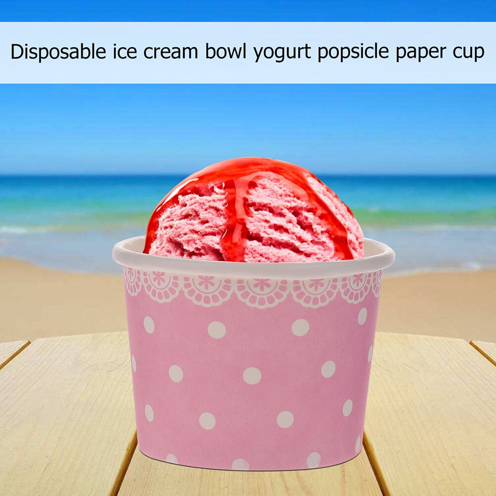 50pcs Disposable Paper Bowls Ice Cream Bowls Food Packaging Containers )