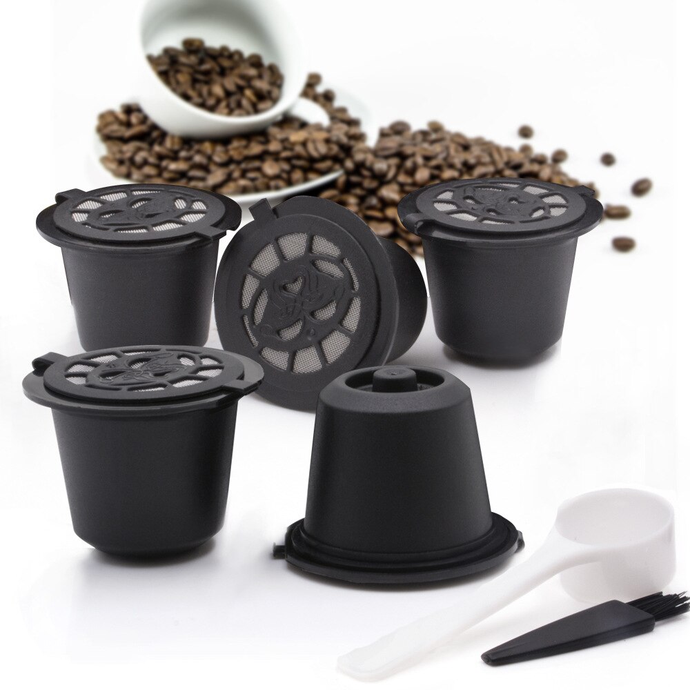 3 pakke genopfyldelig genanvendelig kaffekapsel med 1pc plastikskedefiltre køkken tilbehør holdbart genanvendeligt nespresso kapsler