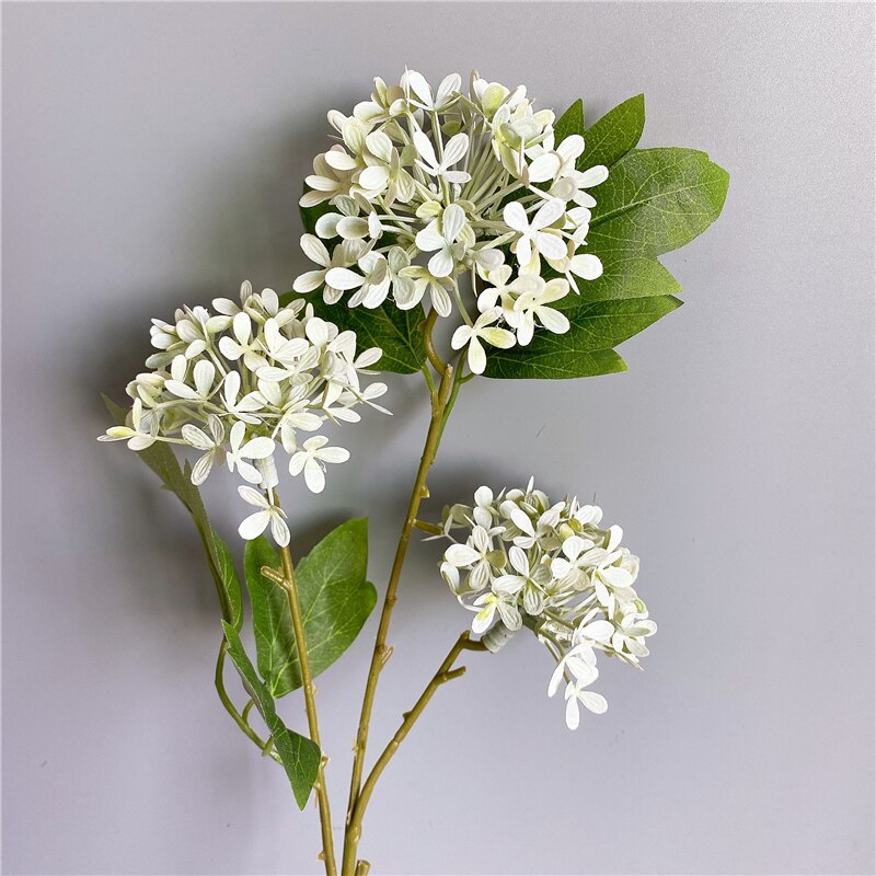 Lilla hortensia blomst gren kunstige kunstige blomster til haven dekor flores kunstige: Grøn hvid