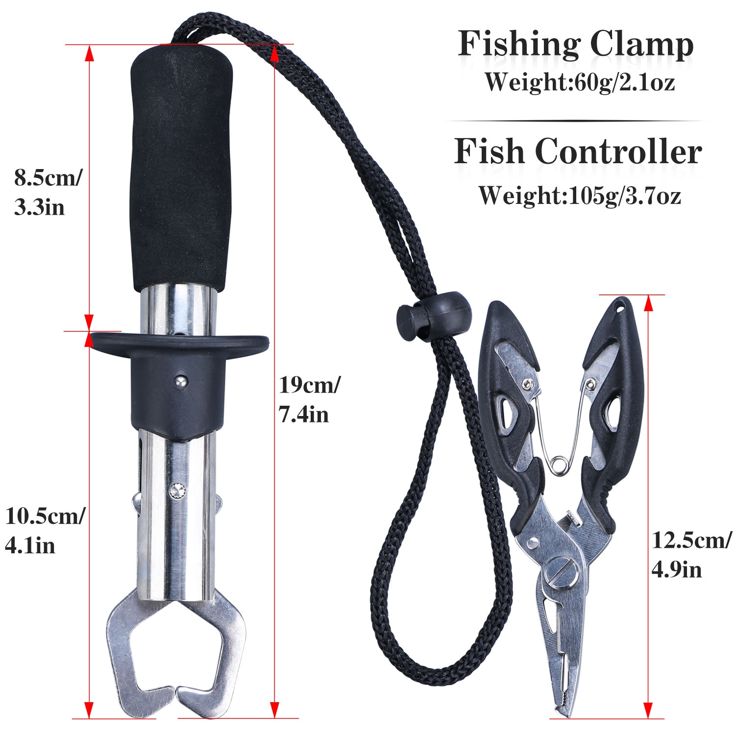 Sougayilang Stainless Steel Fishing Grip Set Control + Multifunction Outdoor Fishing Pliers Fish Tackle Fish Lip Gripper Set
