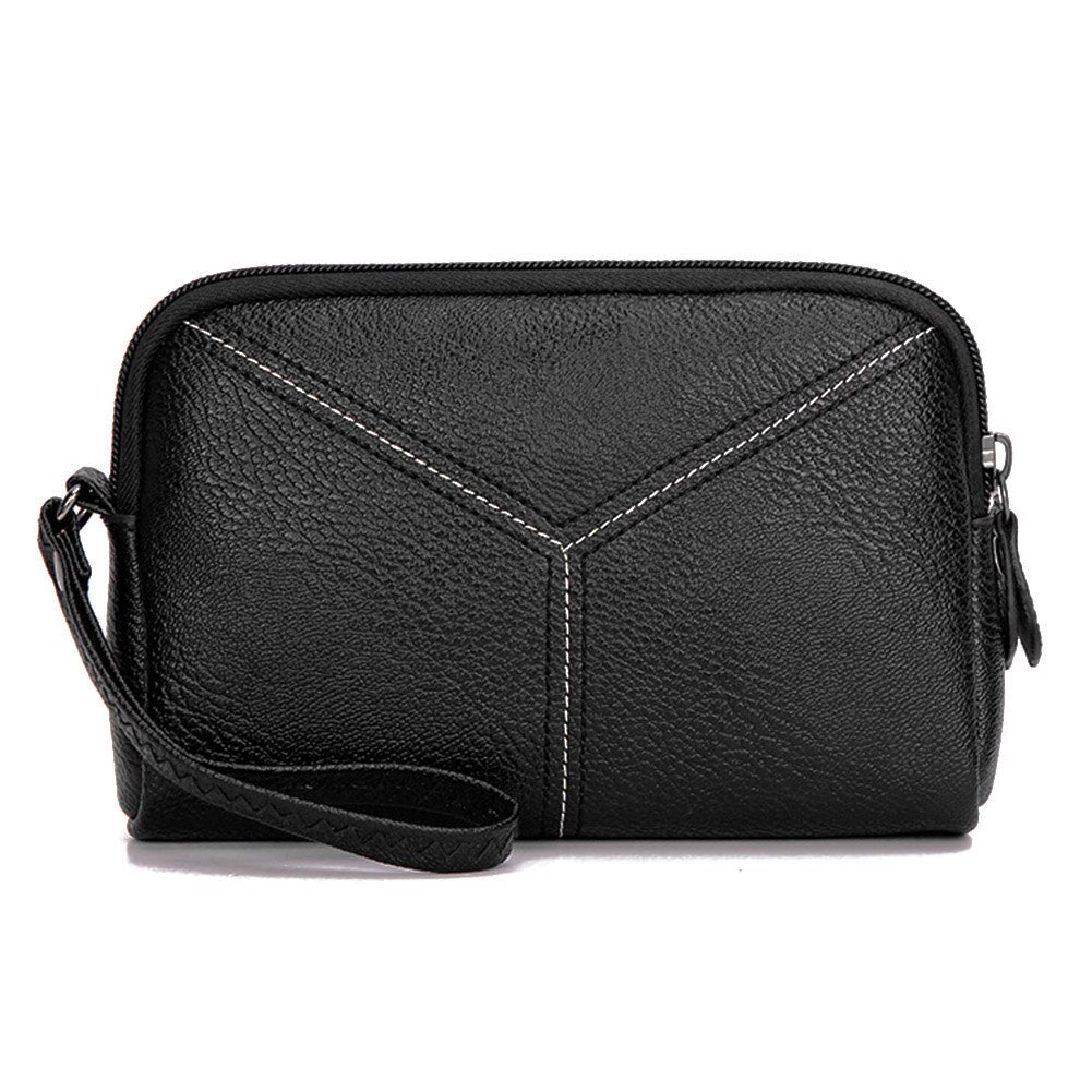 Mini sac pour téléphone multifonction en cuir PU pour femmes, Mini sac pour téléphone, pochette pour cartes, petit portefeuille pour dames, sac à main zippé: Black