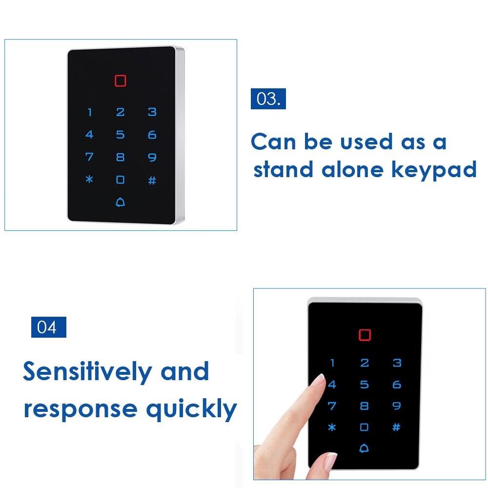 125khz RFID Backlight Touch Card Access Control keypad EM card reader wiegand 26 input&amp;output Anti-disassembly Alarm