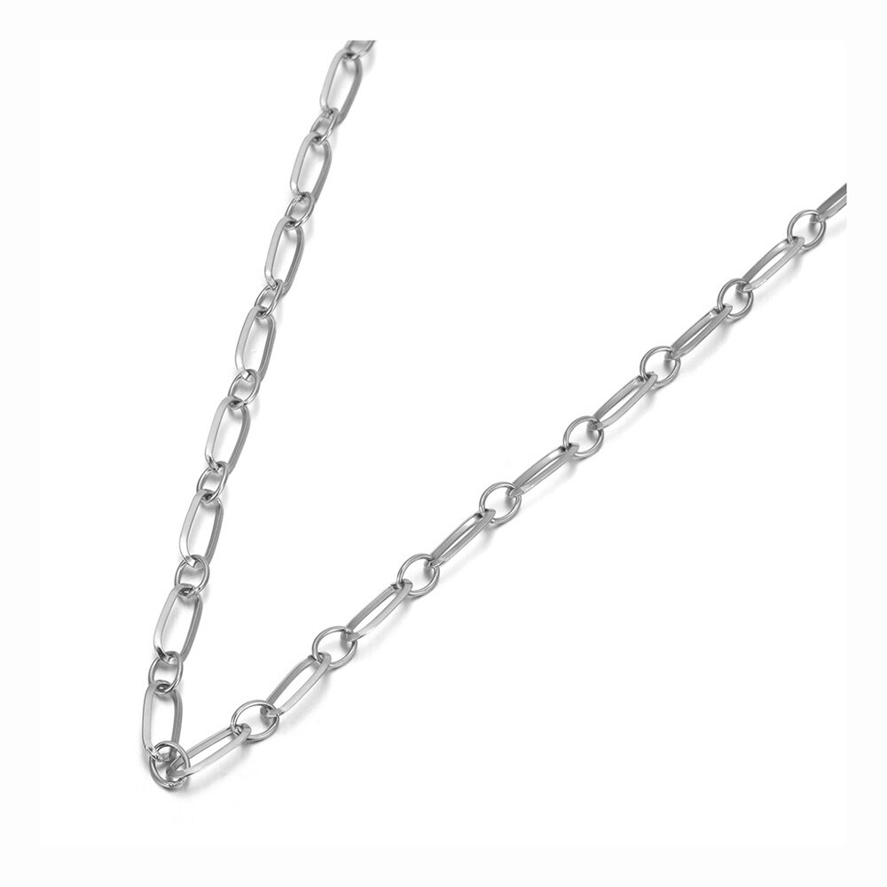 Lokaer Hiphop/Rock Titanium Rvs Geometrie Kettingen Hanger Ketting Voor Vrouwen Meisjes Trendy Chain & Link Ketting N20041: Staal Kleur